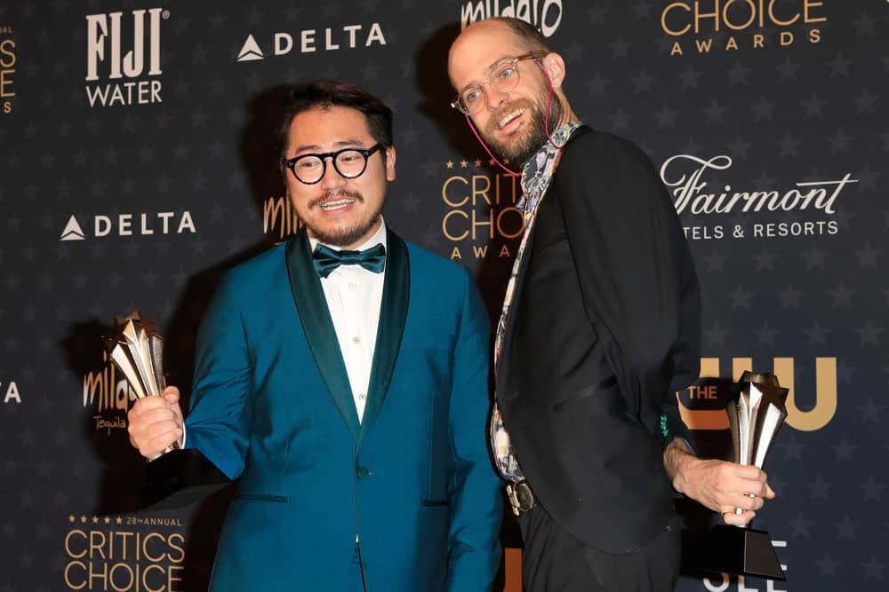 Daniel Kwan and Daniel Scheinert celebrate at an awards show in this image from Shutterstock