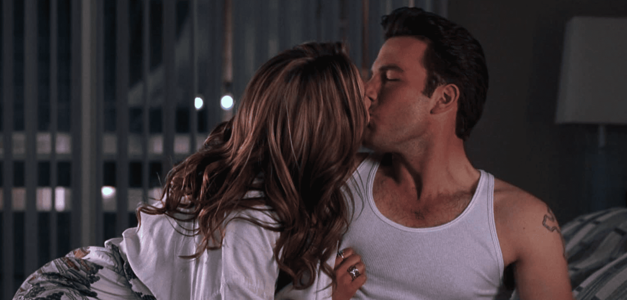 Jennifer Lopez kissing Ben Affleck in this image from Columbia Pictures