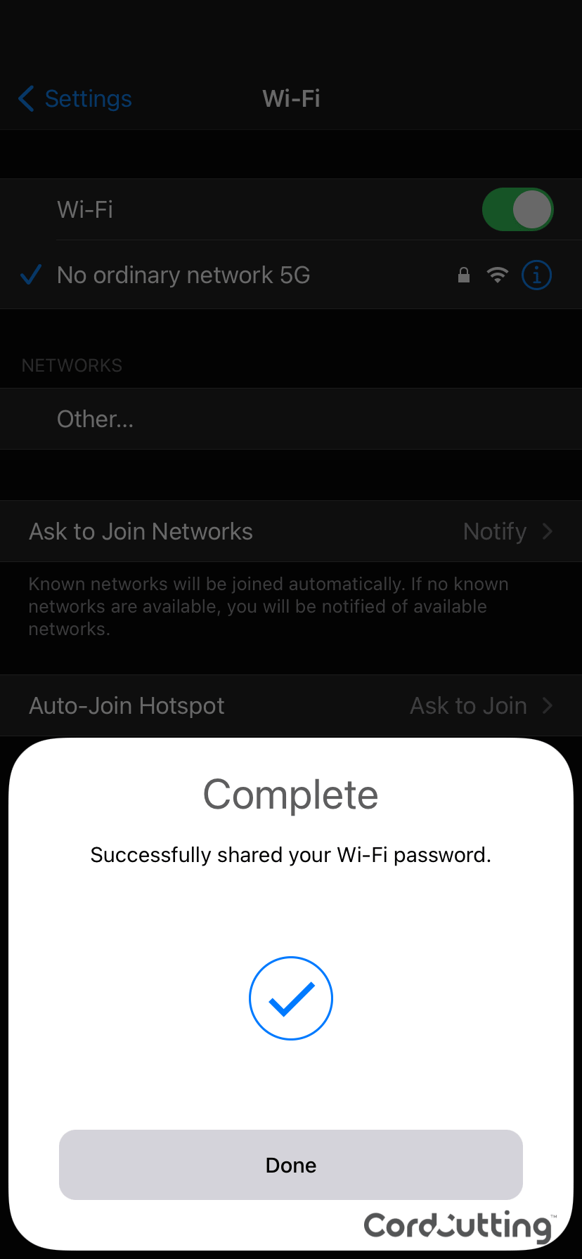 iOS Wi-Fi share step 3