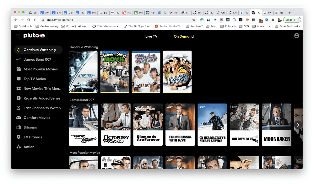 Pluto TV web app