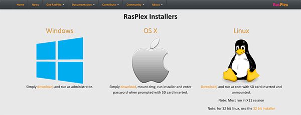 RasPlex installers