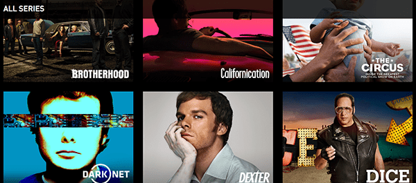 A sampling of Showtime's original content, as seen in the web app