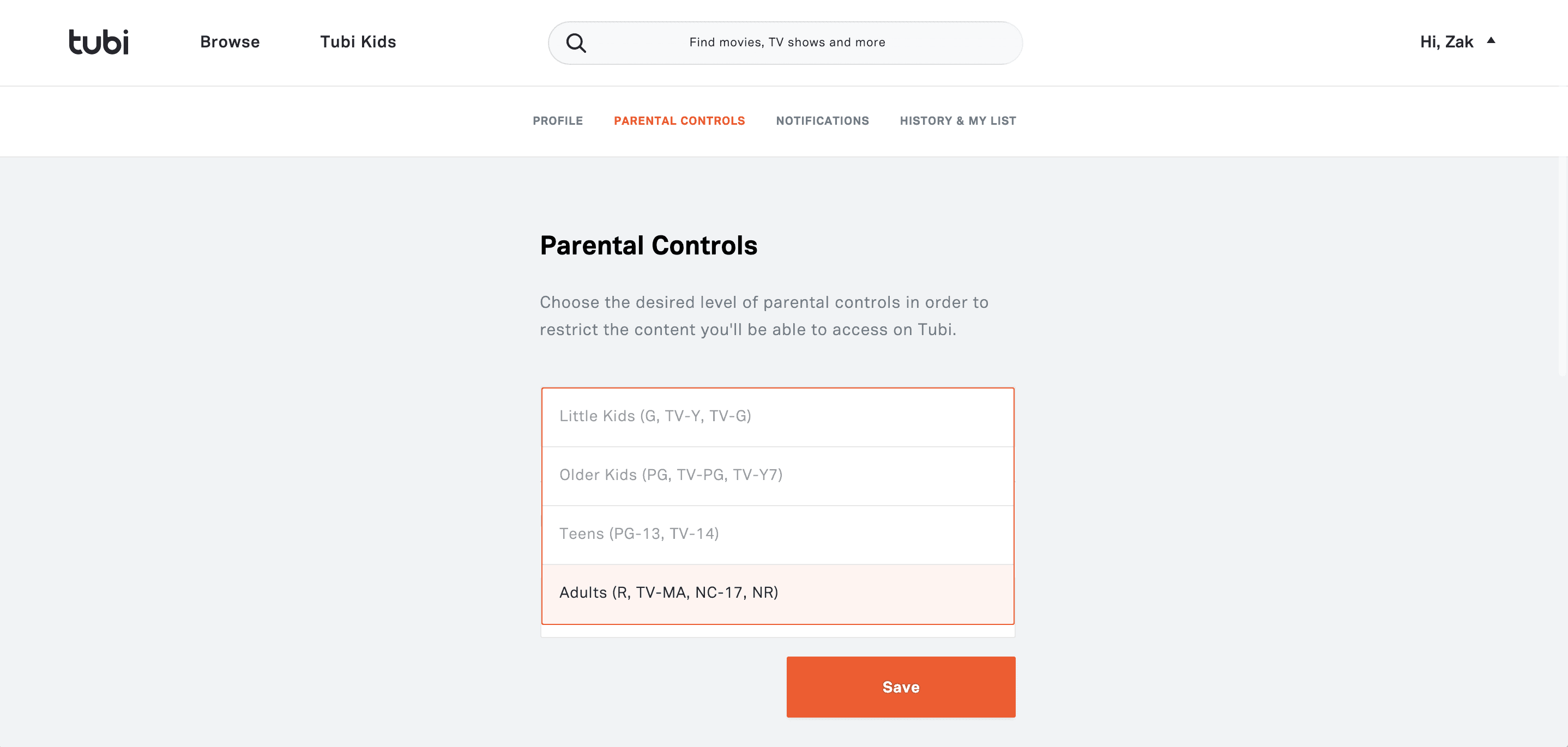 Tubi Parental Controls