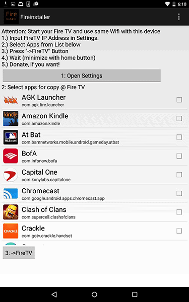 Using Fire Installer to add Android apps to a Fire TV device