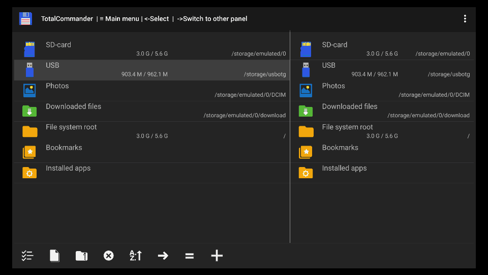 Viewing our USB storage in TotalCommander